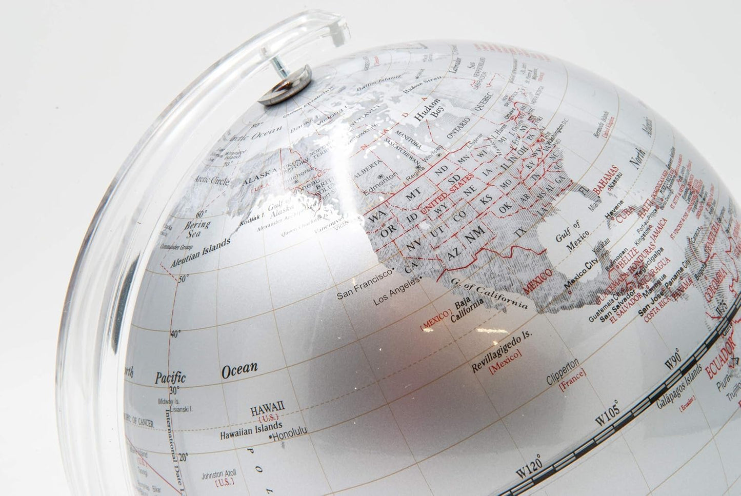Detailed World Map with Transparent Plexiglass Base – Modern and Refined Design, 13 cm