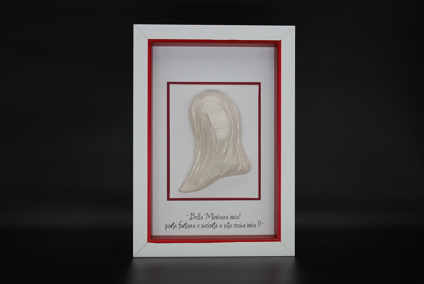 Beautiful White Ceramic Mbriana with Frame and Customizable Phrase