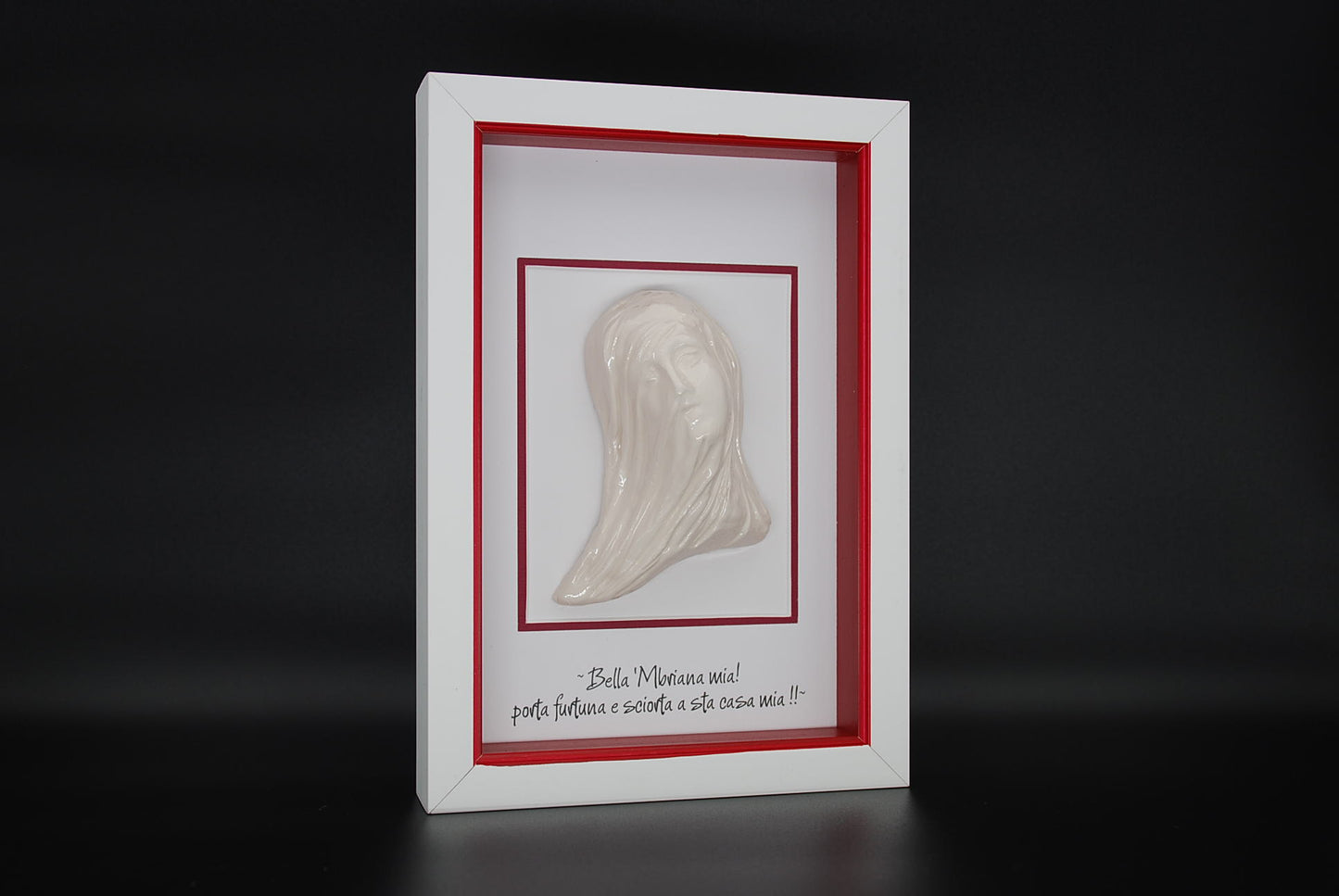 Beautiful White Ceramic Mbriana with Frame and Customizable Phrase