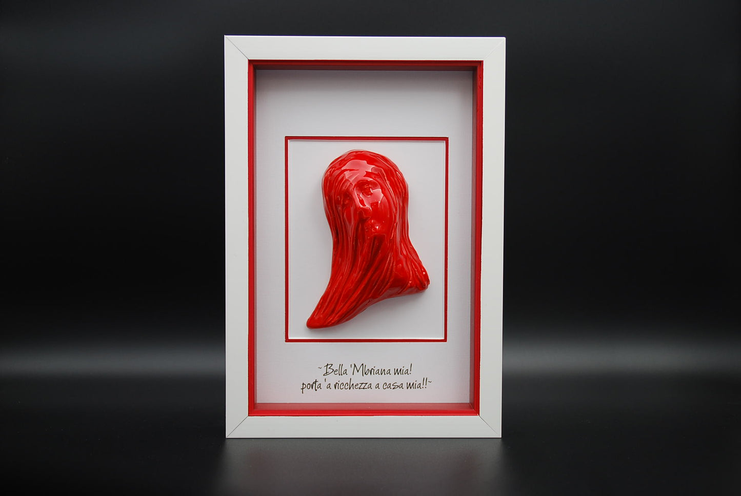 Beautiful White Ceramic Mbriana with Frame and Customizable Phrase