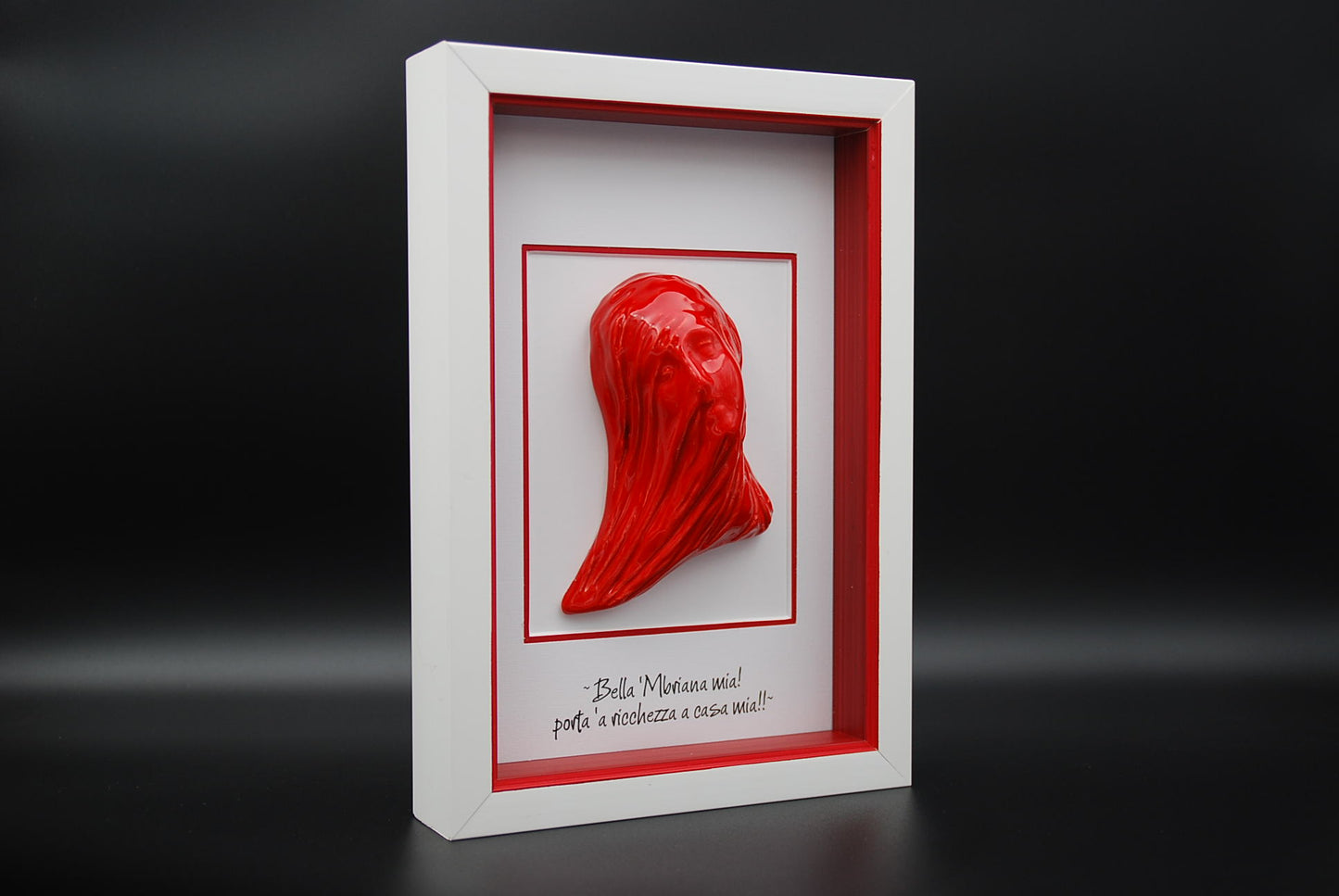 Beautiful White Ceramic Mbriana with Frame and Customizable Phrase