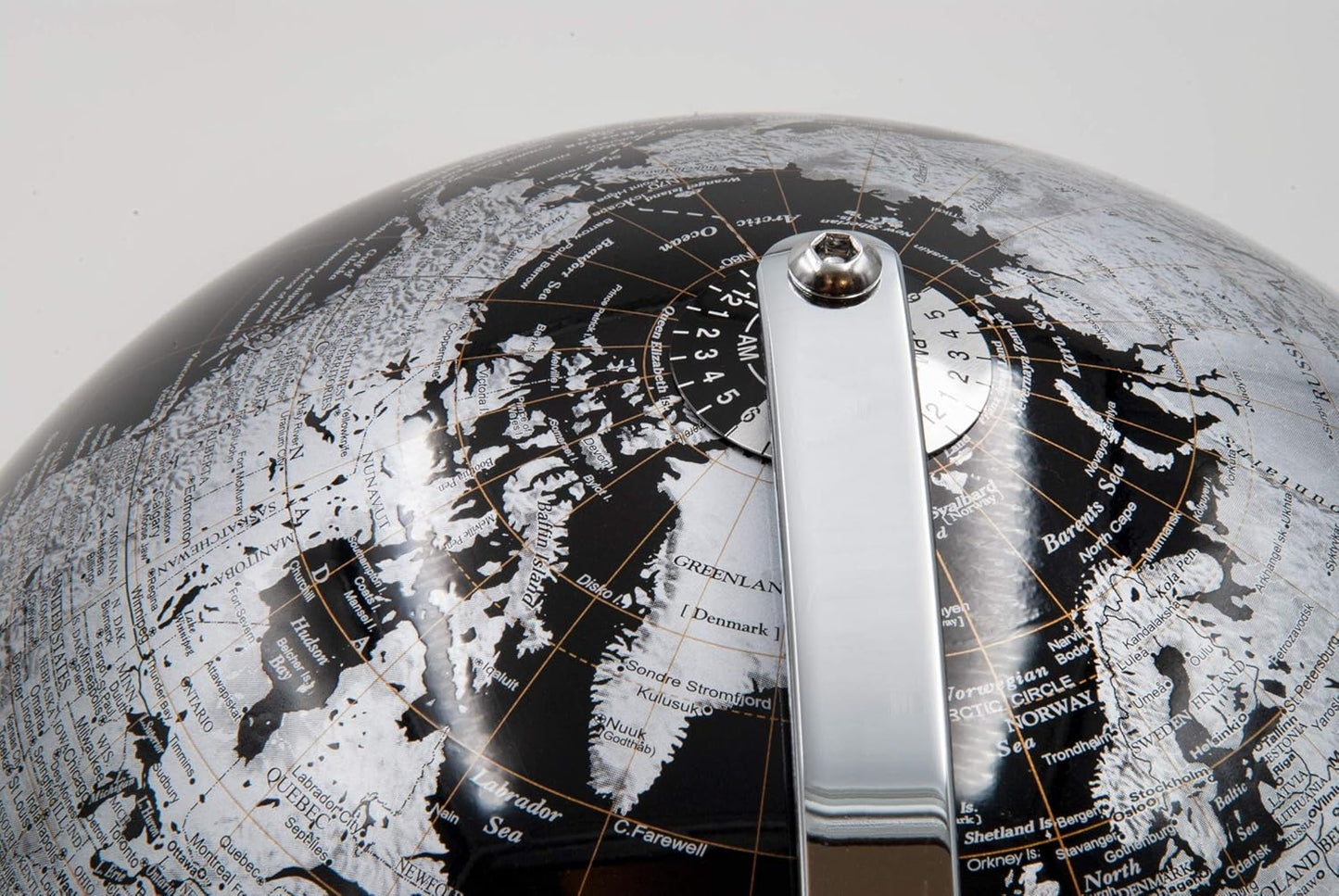 Globe élégant avec base en acier et sphère en méthacrylate - Diamètre 25 cm, couleur noire