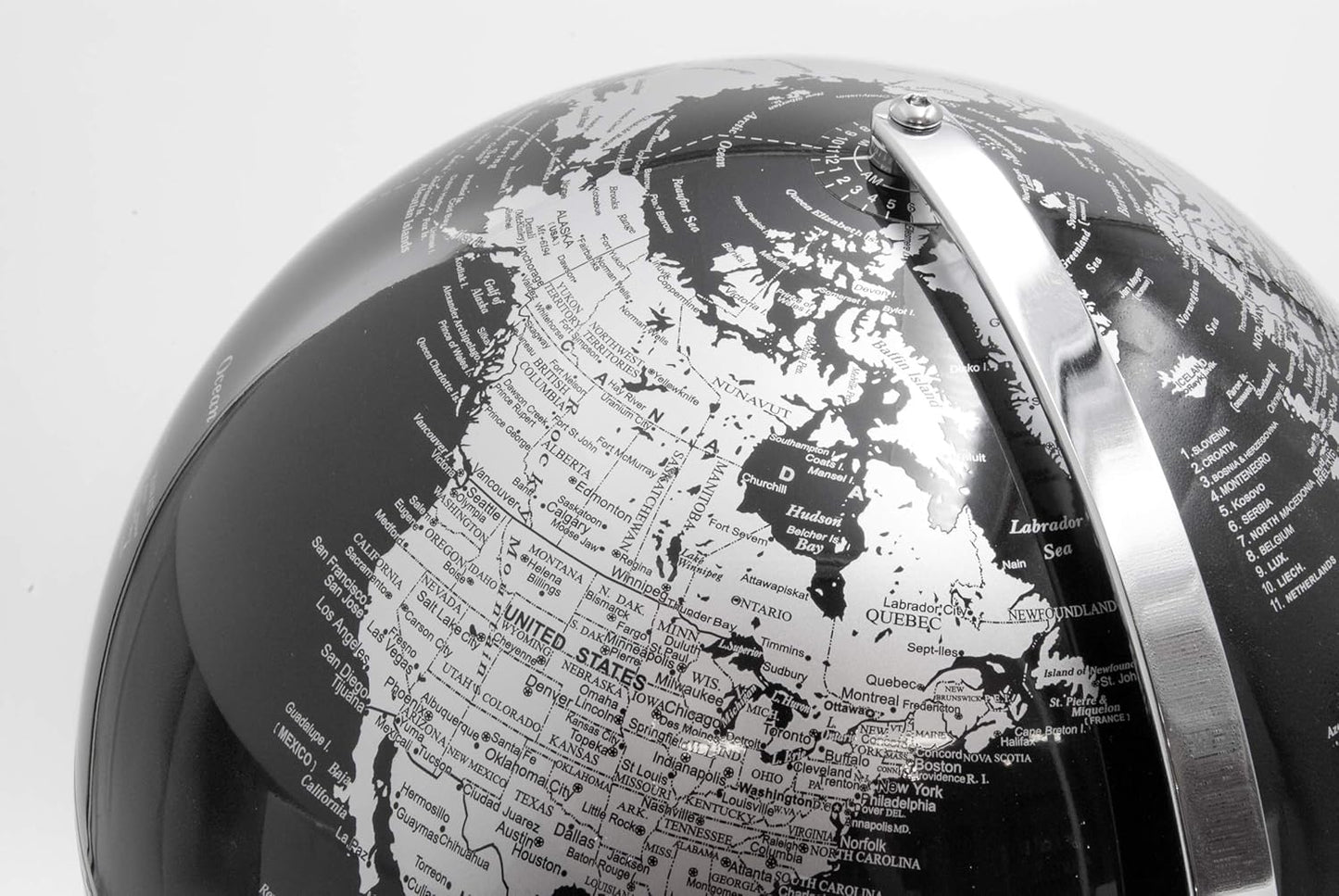 Globe lumineux décoratif avec éclairage LED - Base en métal argenté et sphère en méthacrylate Ø 30 cm