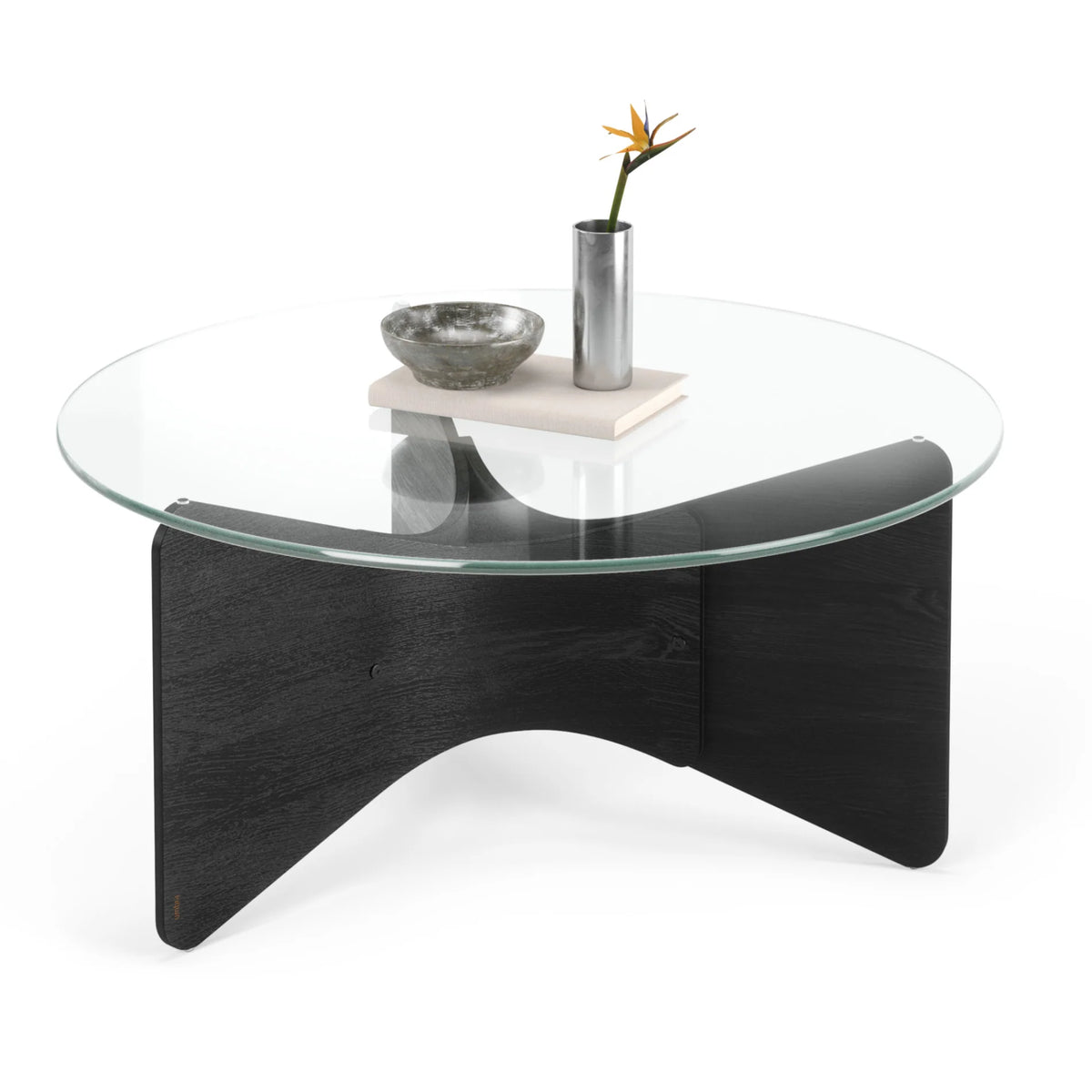 Tavolino da Caffè Rotondo in Vetro Tempra e Legno Madera – Umbra