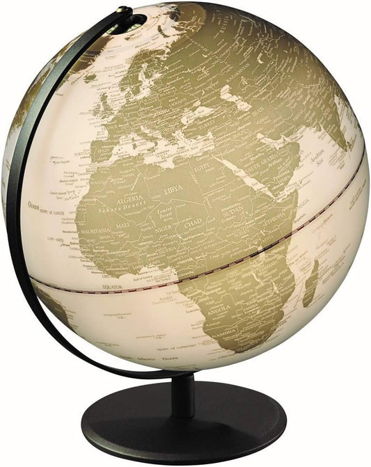 Mappamondo Elegante con Base in Ferro Satinato e Sfera Madreperlato Ø 30 cm