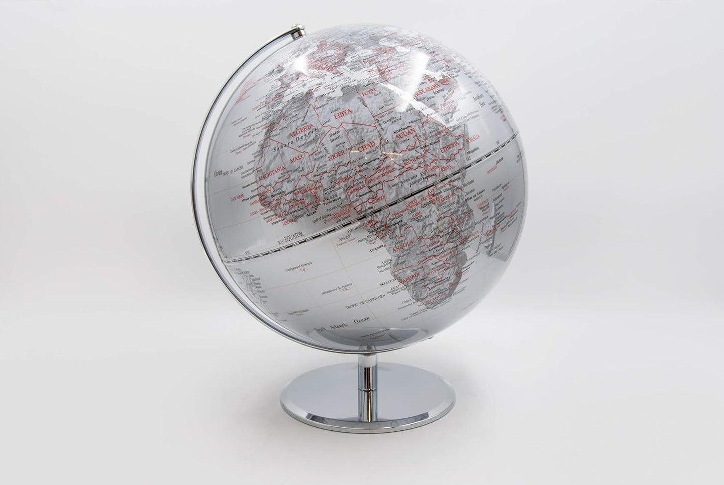 Elegant World Globe with Silver Steel Base – Detailed Map Ø 30 cm 