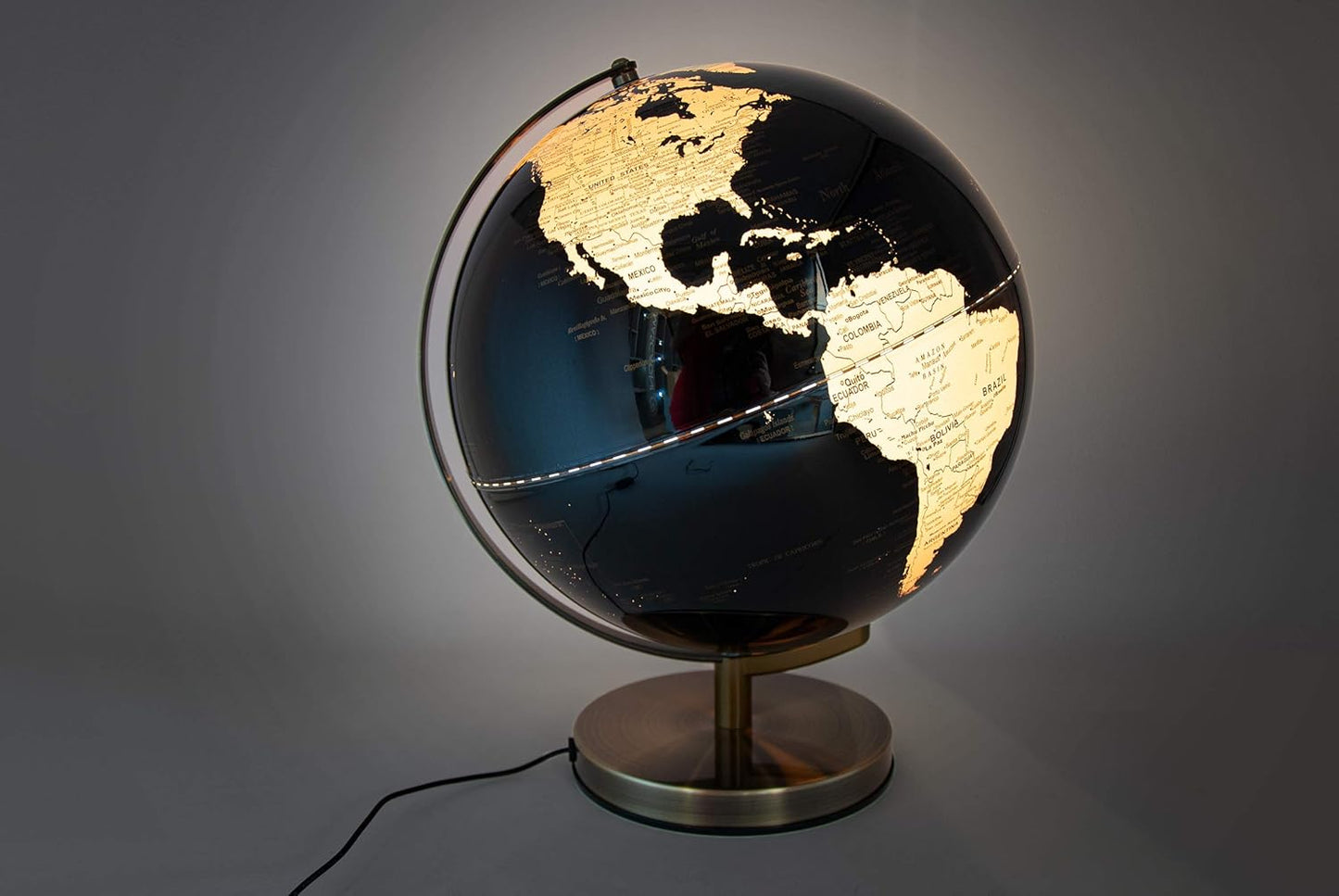 Globe lumineux Mascagni avec base en acier cuivré – Diamètre 30 cm 