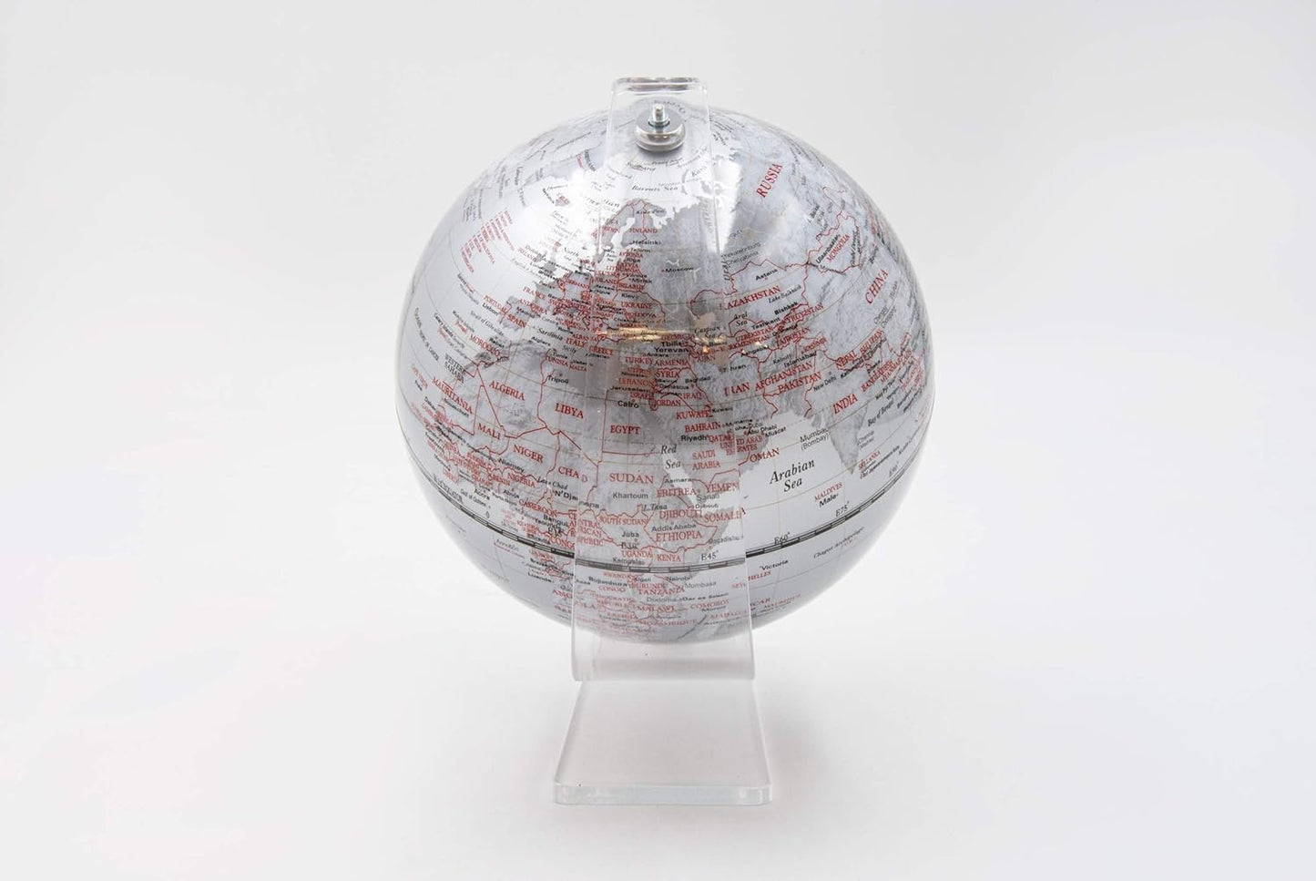 Detailed World Map with Transparent Plexiglass Base – Modern and Refined Design, 13 cm 
