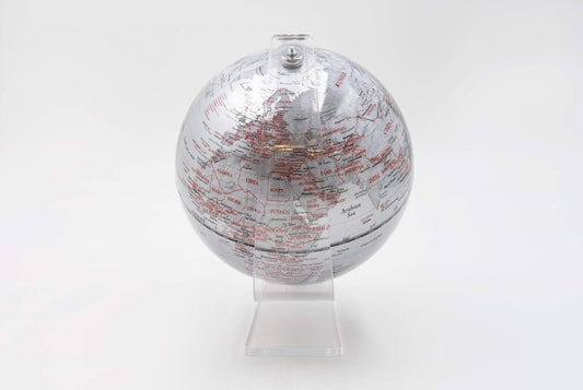 Carte du monde détaillée avec base en plexiglas transparent – ​​Design moderne et raffiné, 13 cm 
