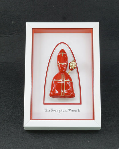 Icon of San Gennaro in red ceramic 22x15