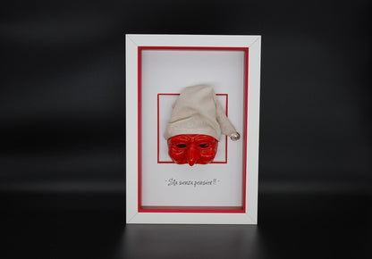 Pulcinella Mask with Frame - A Neapolitan Artisanal Work