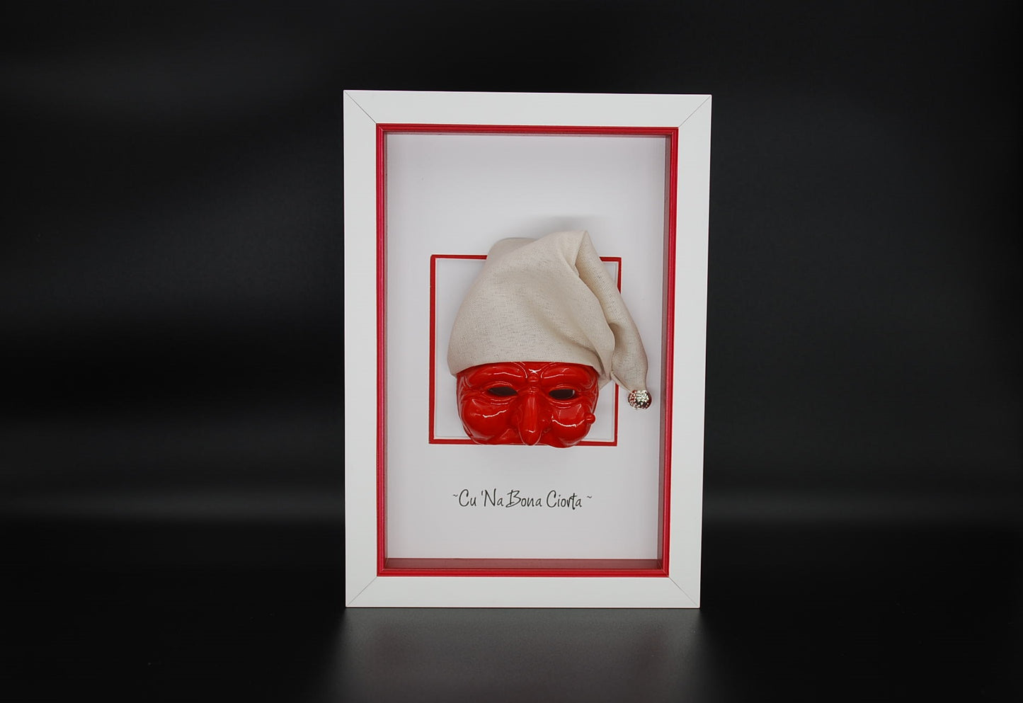Pulcinella Mask with Frame - A Neapolitan Artisanal Work