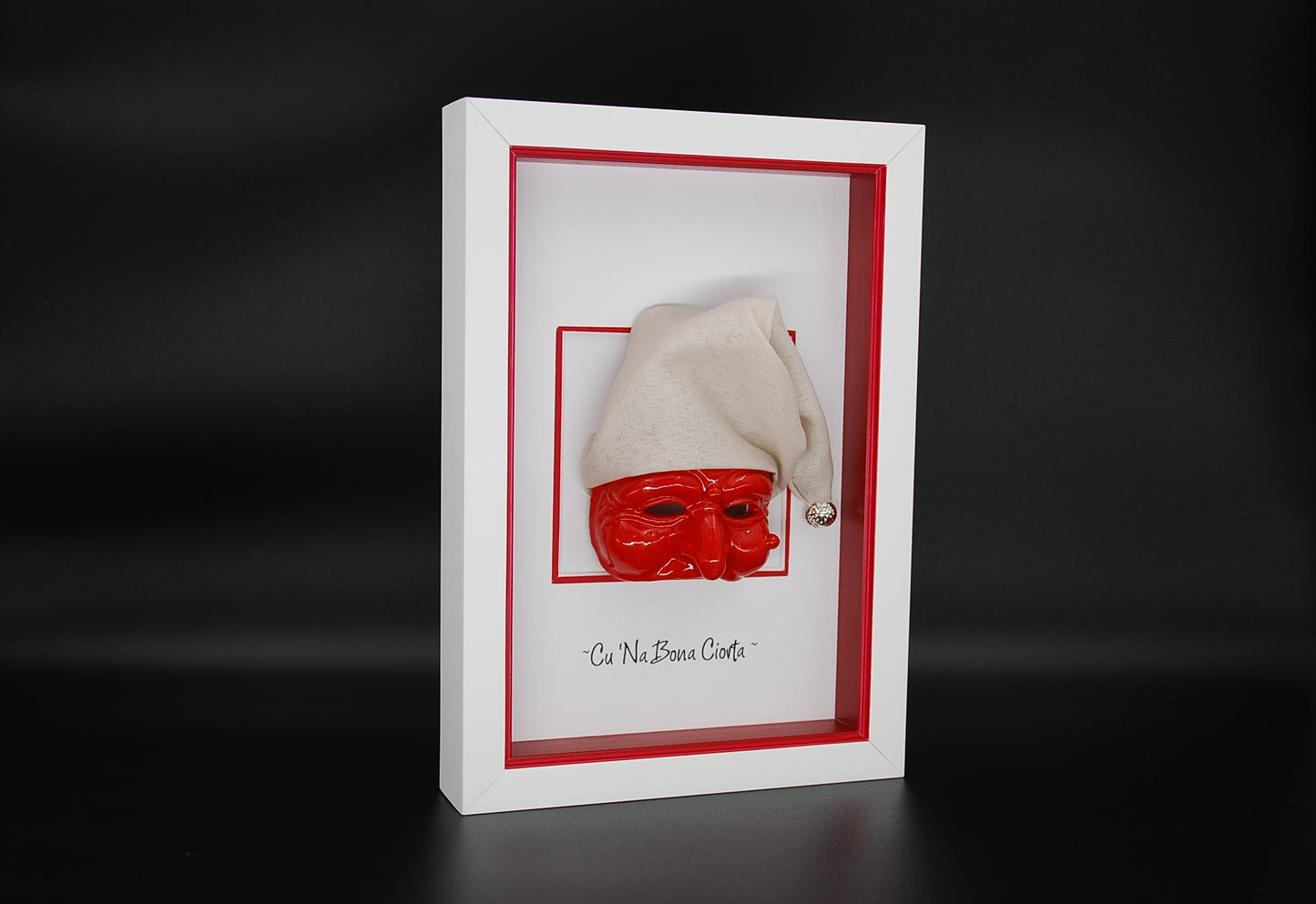 Pulcinella Mask with Frame - A Neapolitan Artisanal Work