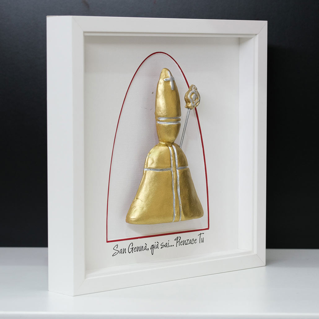San Gennaro in gold-colored ceramic