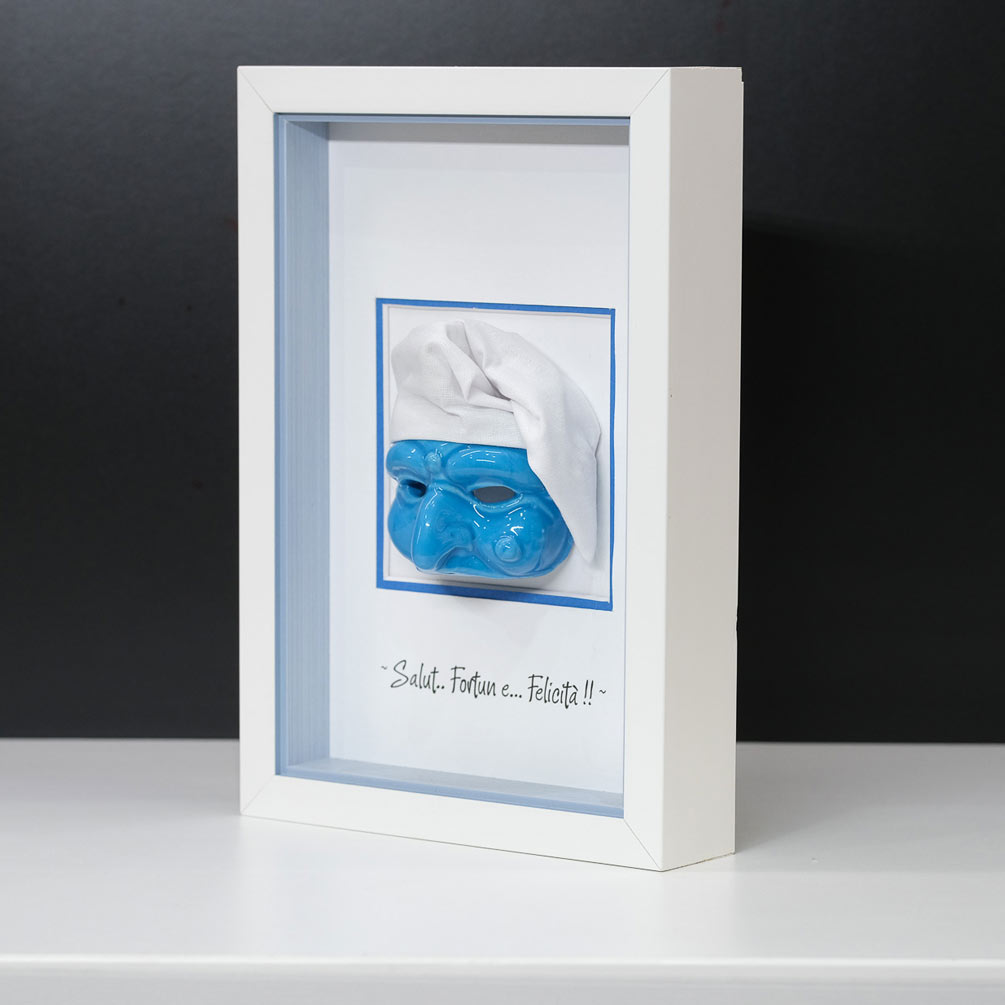 Blue ceramic Pulcinella