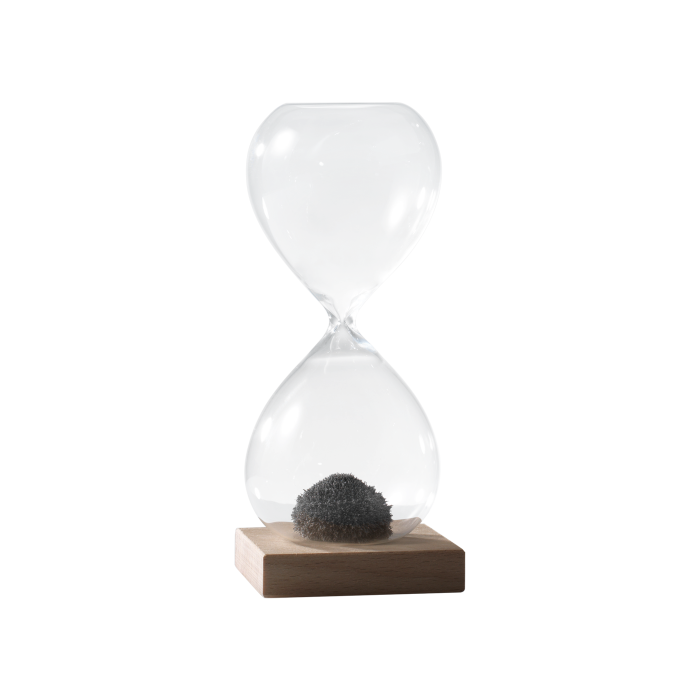 Clessidra Magnetica con base in Legno: Un'opera d'arte che cambia ad ogni movimento