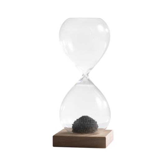 Sablier magnétique avec base en bois : une œuvre d'art qui change à chaque mouvement 