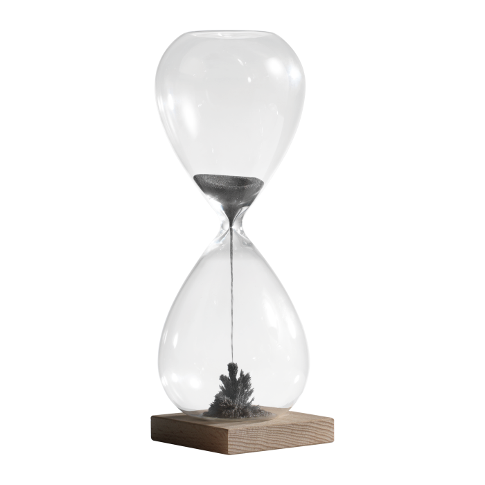 Clessidra Magnetica con base in Legno: Un'opera d'arte che cambia ad ogni movimento