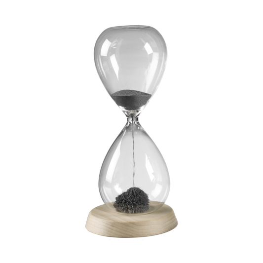 Sablier magnétique avec base ronde en bois et sable de fer Hauteur 20 cm