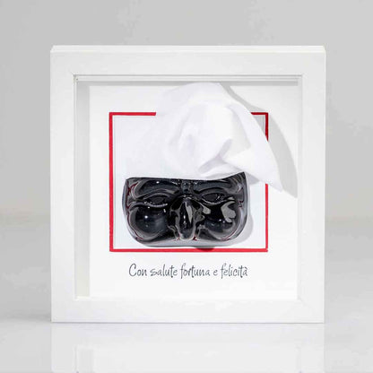 Pulcinella in Ceramica Nera – 16x16 cm