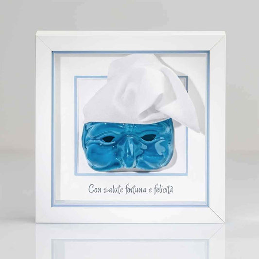 Pulcinella en céramique bleue