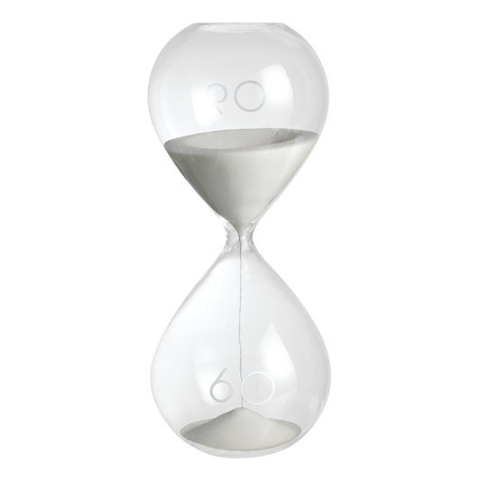 Sablier en verre d'environ 30 minutes – Design élégant avec sable blanc, 30 cm de hauteur