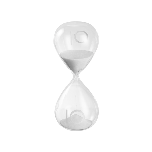 Sablier en verre avec sable blanc – Élégance et fonctionnalité Hauteur 15 cm Durée environ 10 minutes