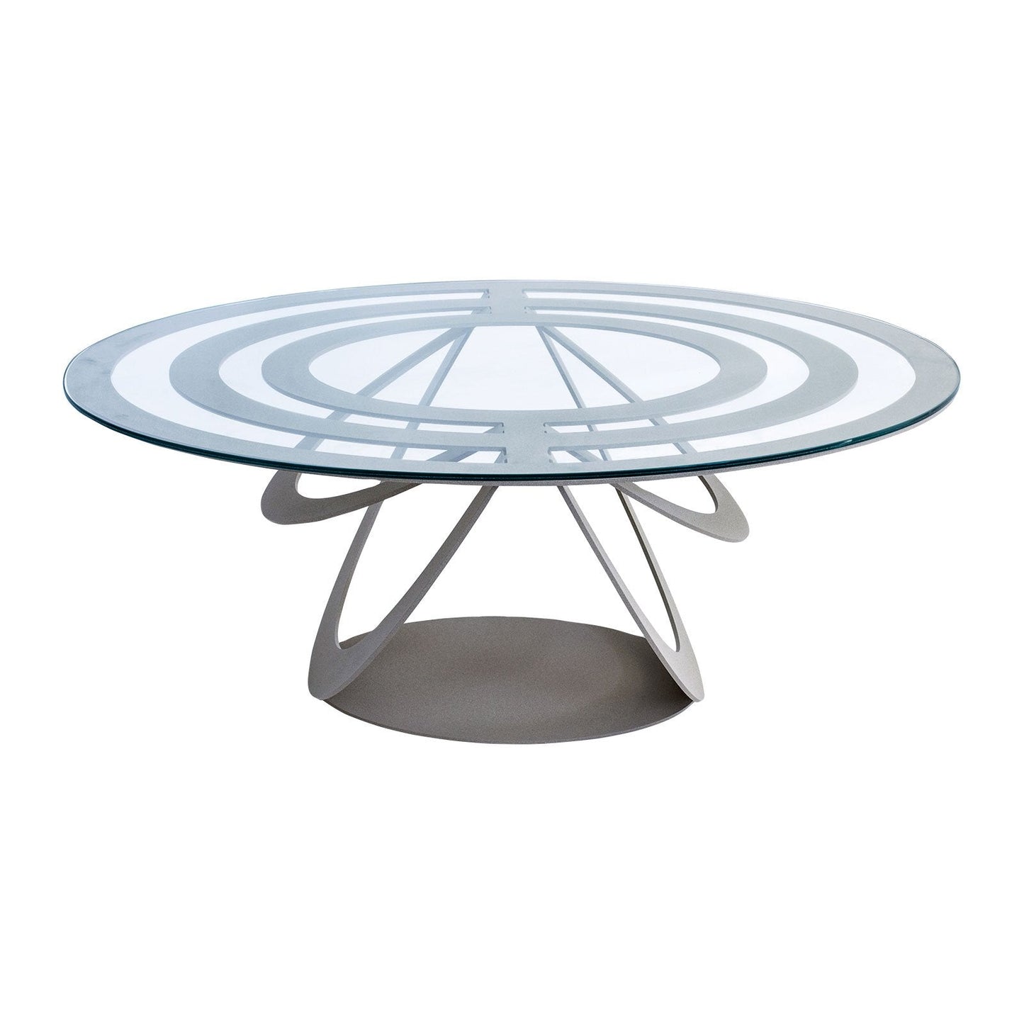 Table basse ovale optique en fer et verre