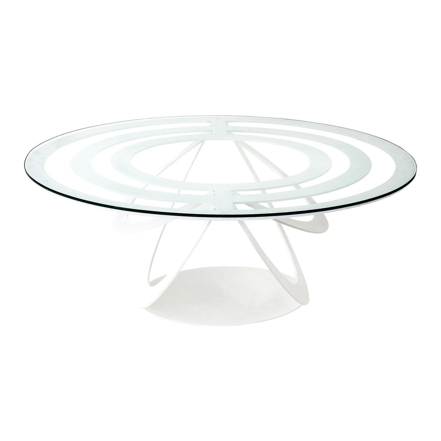 Table basse ovale optique en fer et verre