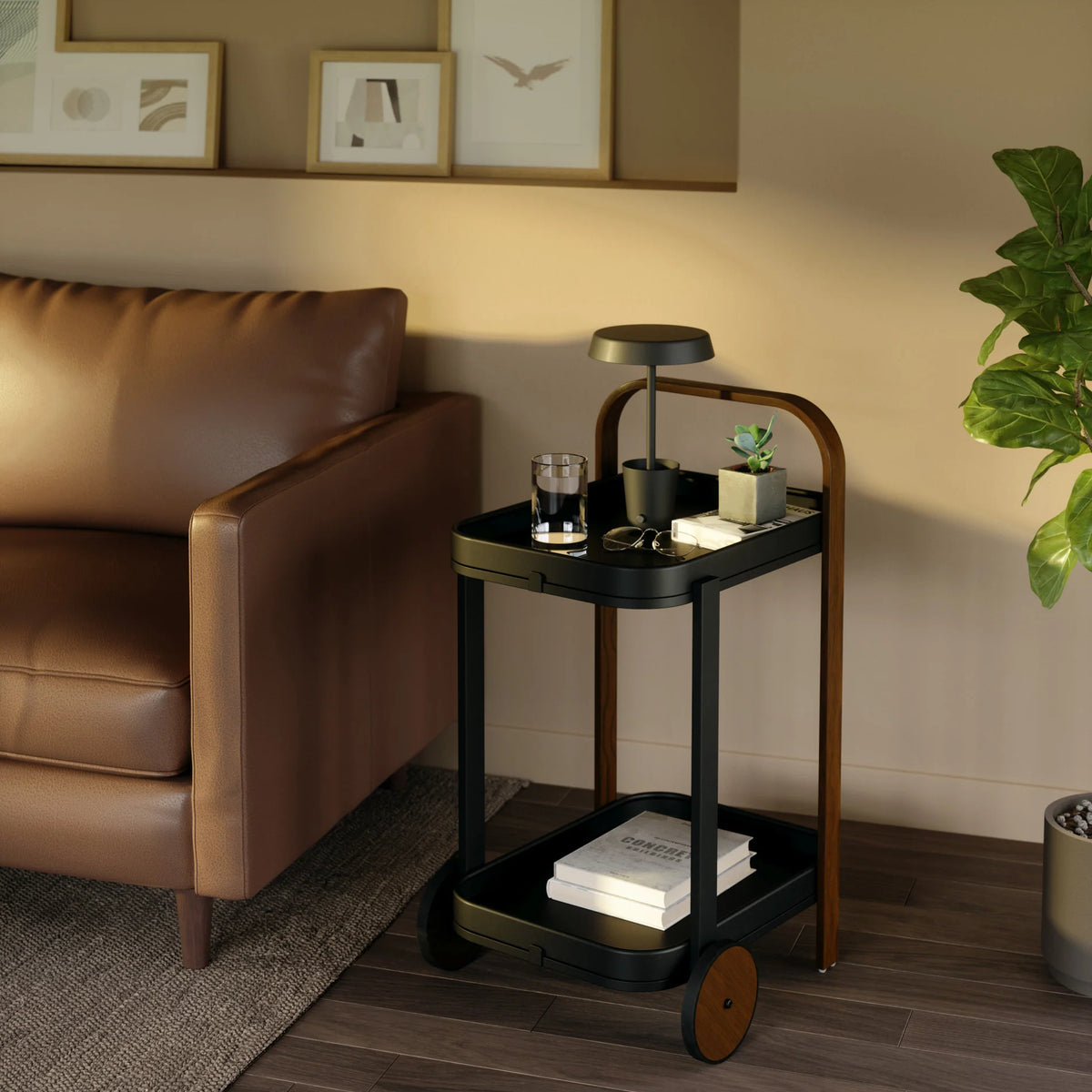 Carrello Bar e Mobiletto Multiplo Bellwood Noce – Umbra