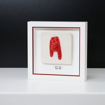 Ceramic Tile with Red Horns