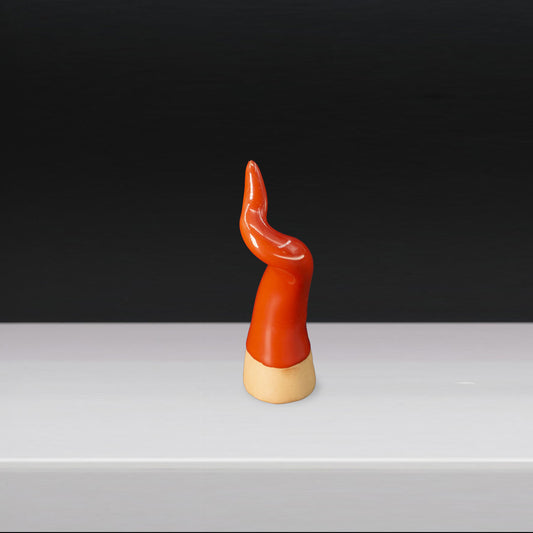 Mini ceramic countertop horn, assorted colors, in a pyramid box with graphite