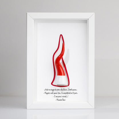 Quadro scaramantico napoletano: corno rosso 3D e frase celebre di Massimo Troisi, decorazione casa moderna