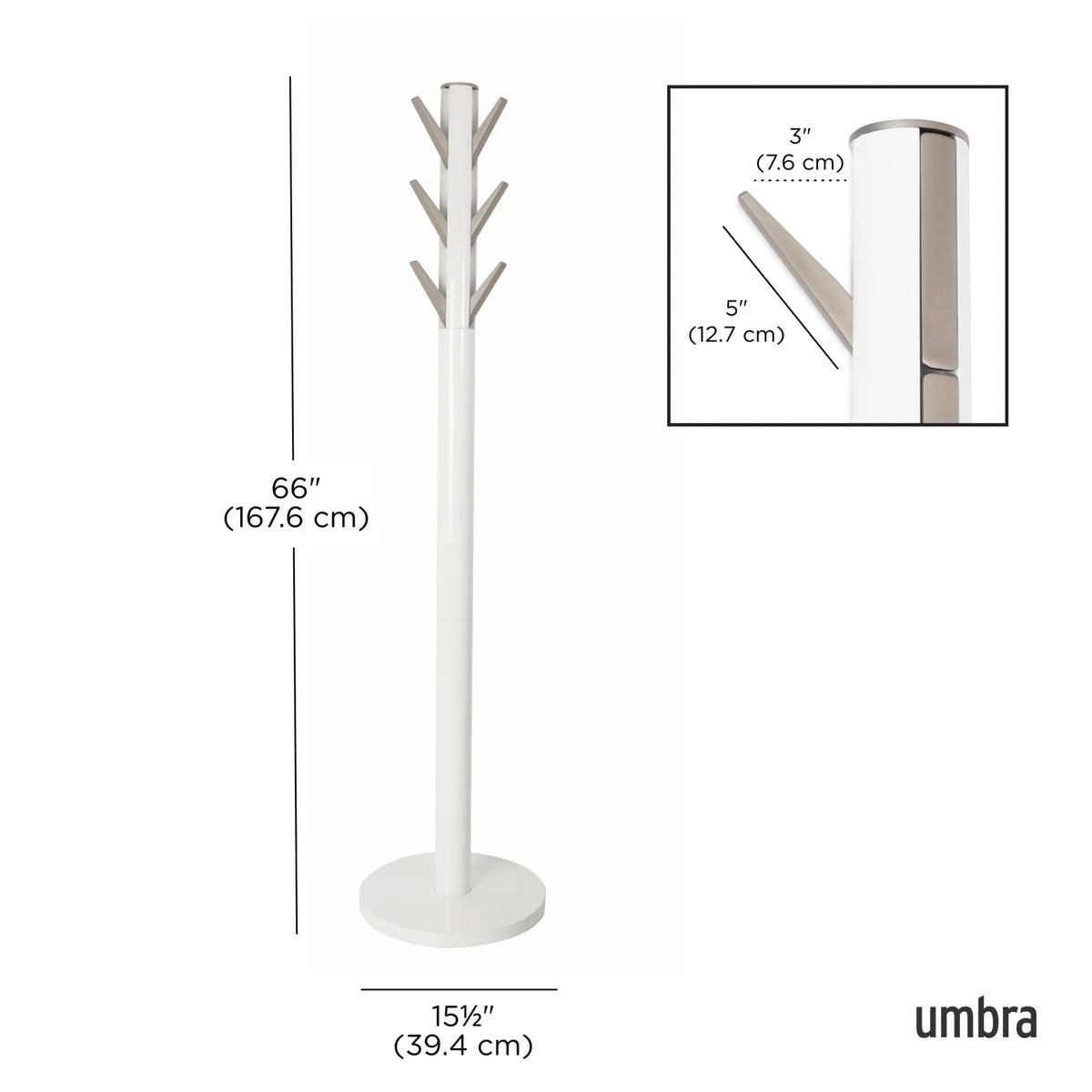 Appendiabiti da Terra in Legno e Metallo Flapper Bianco – Umbra