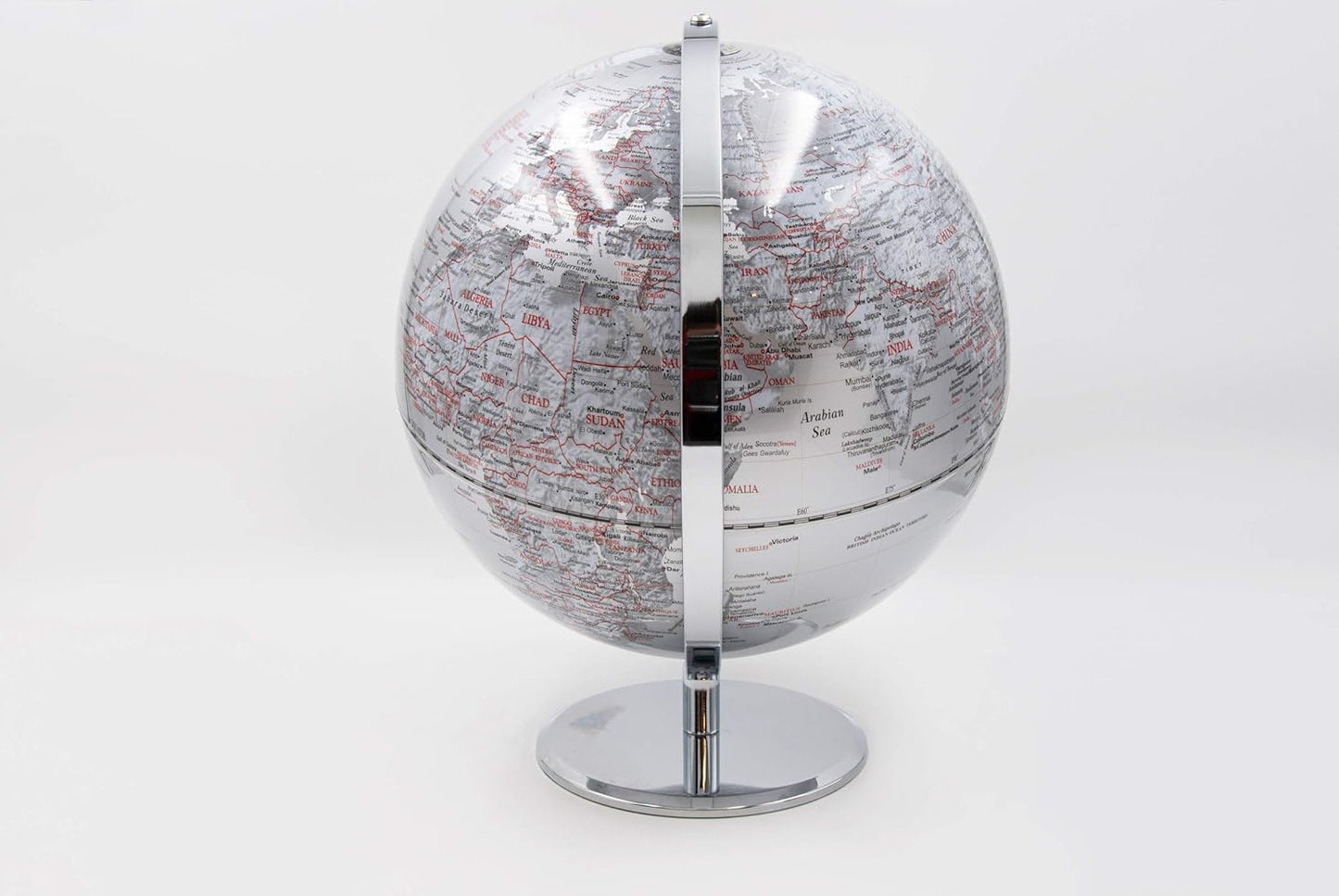 Elegant World Globe with Silver Steel Base – Detailed Map Ø 30 cm 