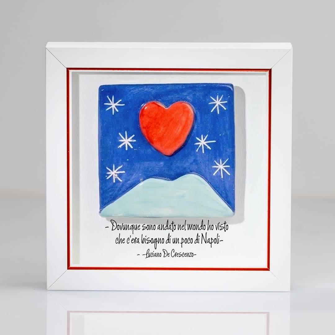 Mattonella Vesuvio, Cuore  in Ceramica – Artigianato Napoletano