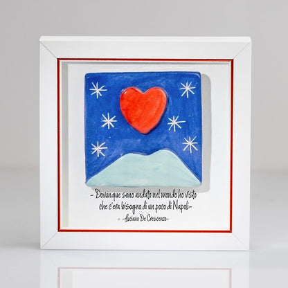 Mattonella Vesuvio, Cuore  in Ceramica – Artigianato Napoletano