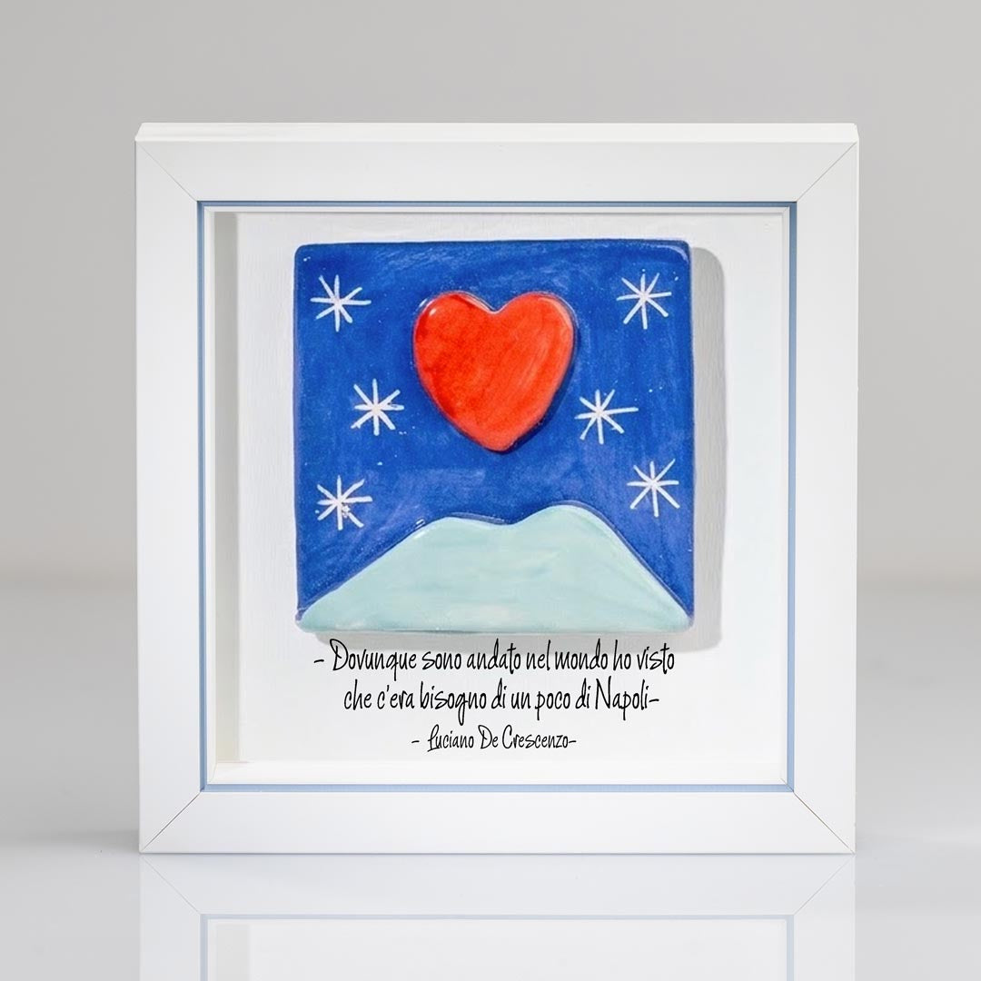 Mattonella Vesuvio, Cuore  in Ceramica – Artigianato Napoletano