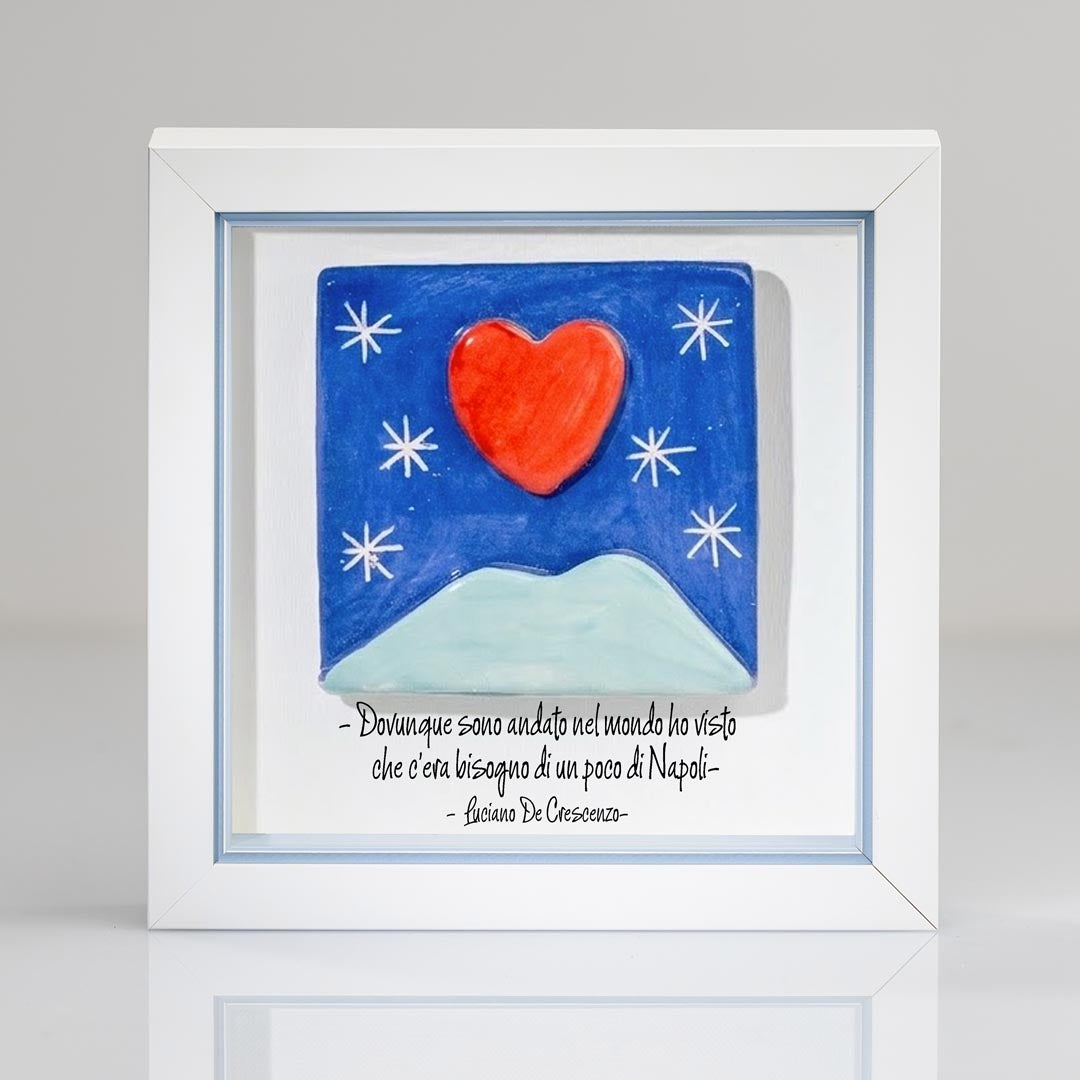 Mattonella Vesuvio, Cuore  in Ceramica – Artigianato Napoletano