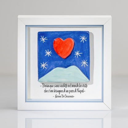 Mattonella Vesuvio, Cuore  in Ceramica – Artigianato Napoletano