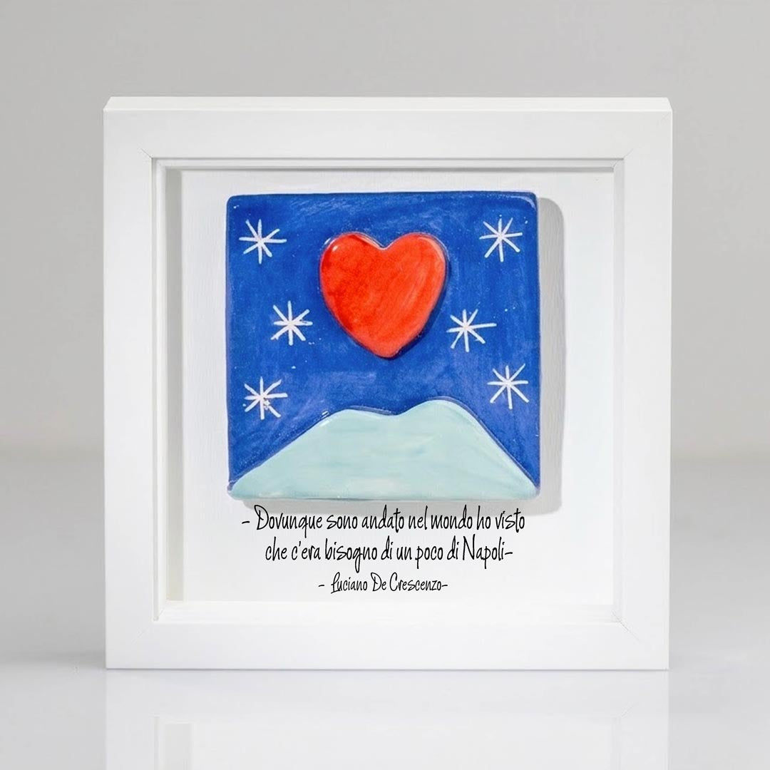Mattonella Vesuvio, Cuore  in Ceramica – Artigianato Napoletano