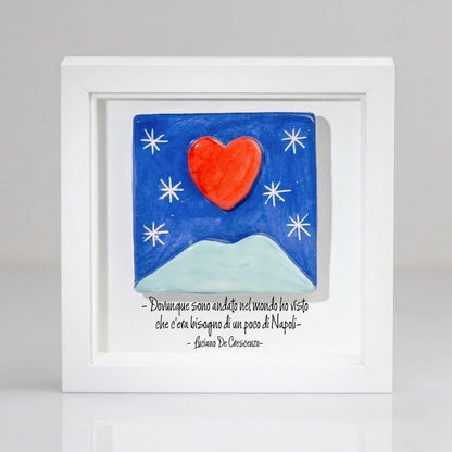 Mattonella Vesuvio, Cuore  in Ceramica – Artigianato Napoletano