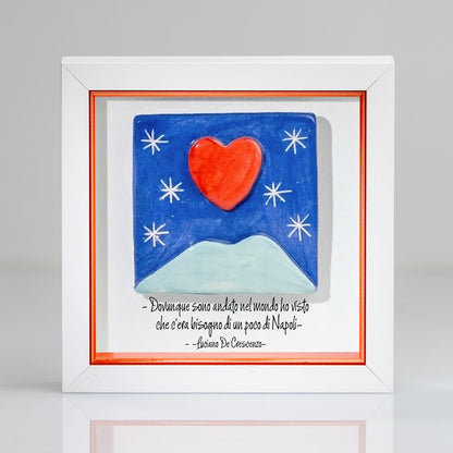 Mattonella Vesuvio, Cuore  in Ceramica – Artigianato Napoletano