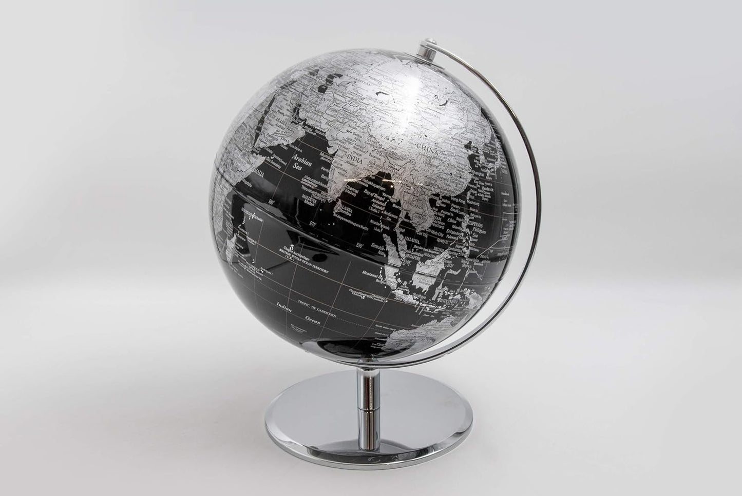 Globe élégant avec base en acier et sphère en méthacrylate - Diamètre 25 cm, couleur noire