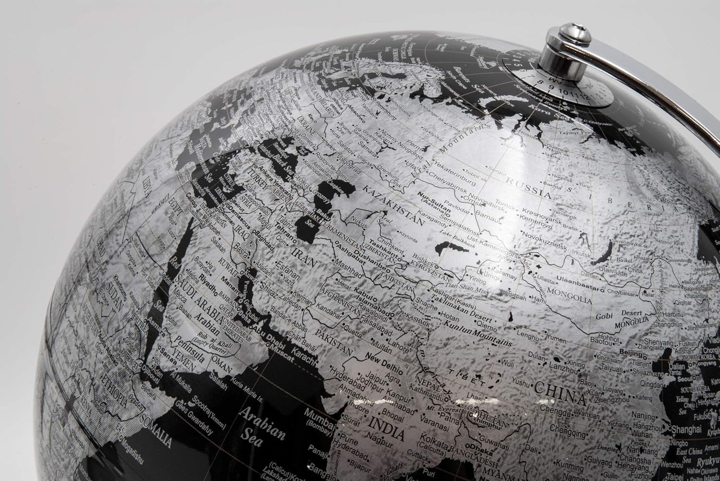 Globe élégant avec base en acier et sphère en méthacrylate - Diamètre 25 cm, couleur noire