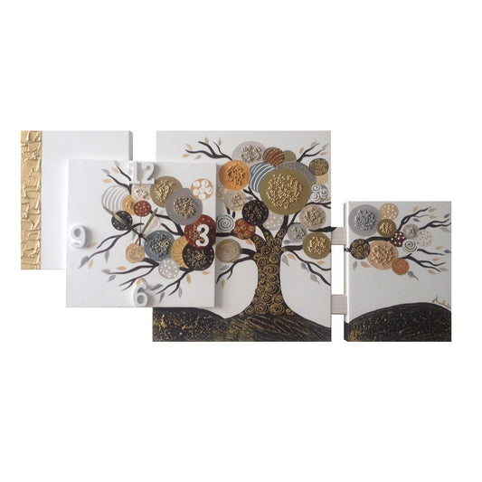 PEINTURE D'ARBRE AVEC HORLOGE