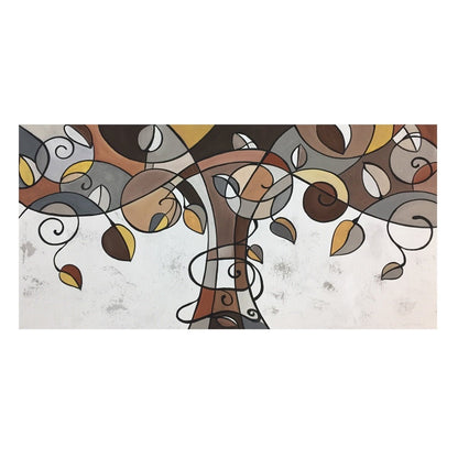 ALBERO CON FOGLIE SFUMATURE DI MARRONI E GRIGI