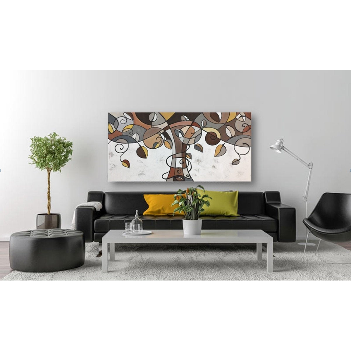 TREE WITH LEAVES IN SHADES OF BROWN AND GRAY