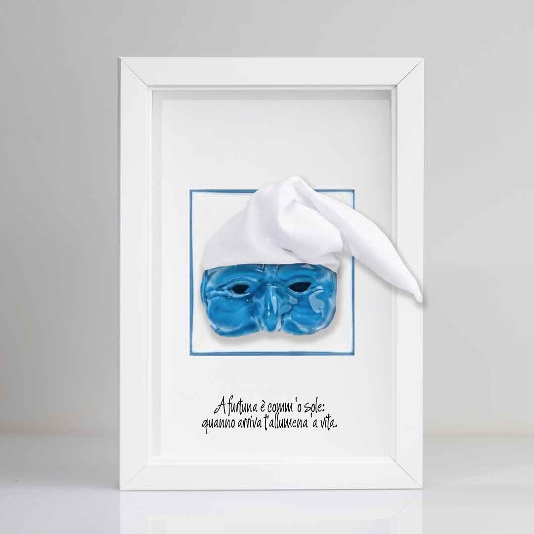 Pulcinella en céramique bleue
