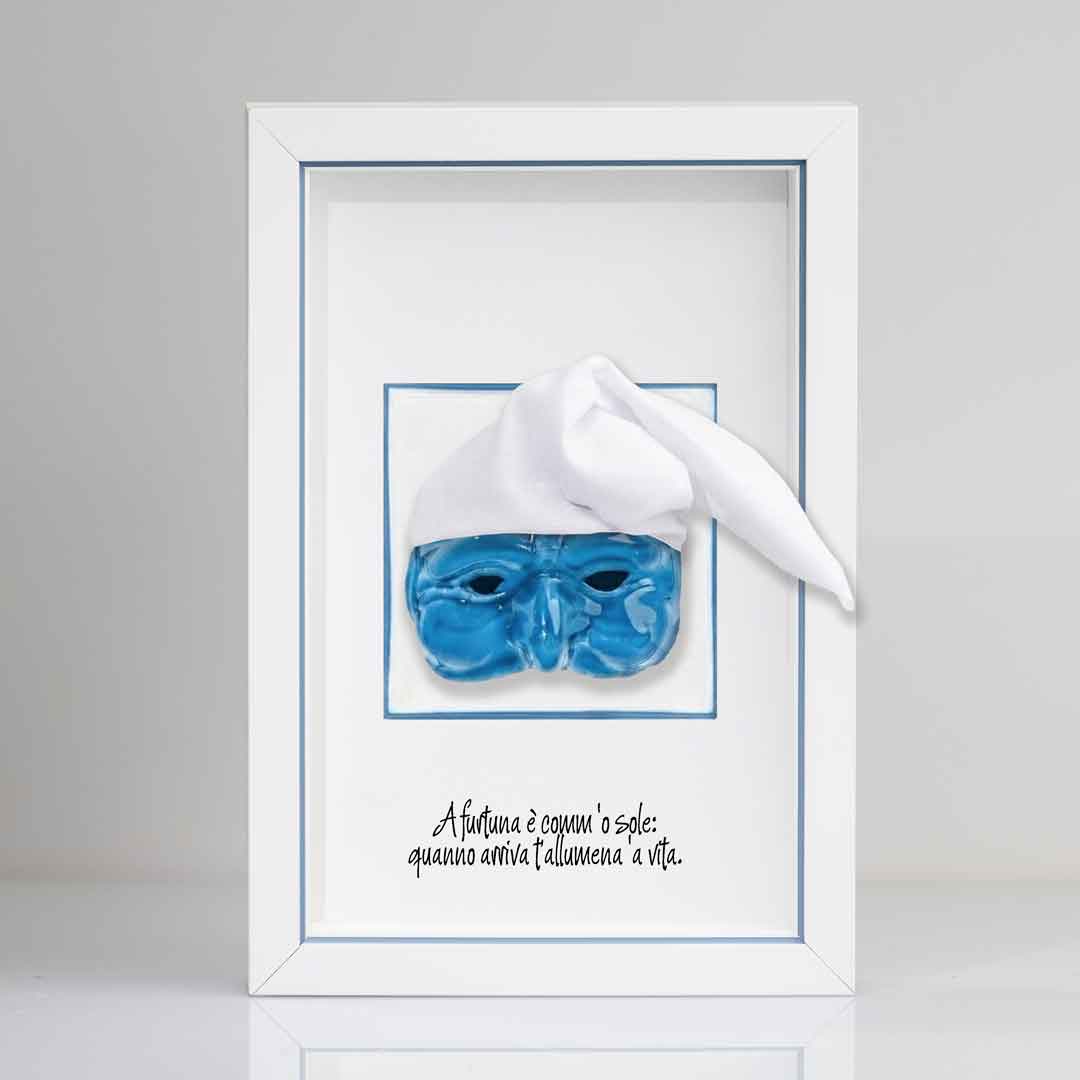 Pulcinella en céramique bleue